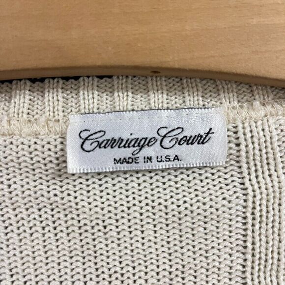 Vintage Ivory V Neck Knit Sweater Grandpacore Minimalist Old Money Sz M/L - Picture 4 of 8